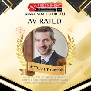 Michael T. Gibson Earns Top 2026 Martindale-Hubbell Ratings for Legal Excellence