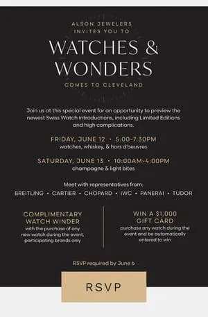 Alson Jewelers Hosts 'Watches & Wonders' Luxury Timepiece Event in Cleveland